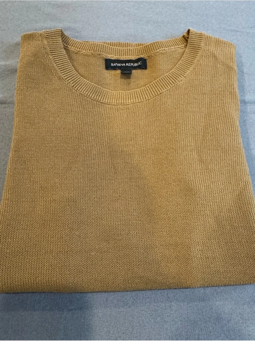 Banana Republic Women's Camel Crew Neck Sweater with Open Knit Detail Size Small